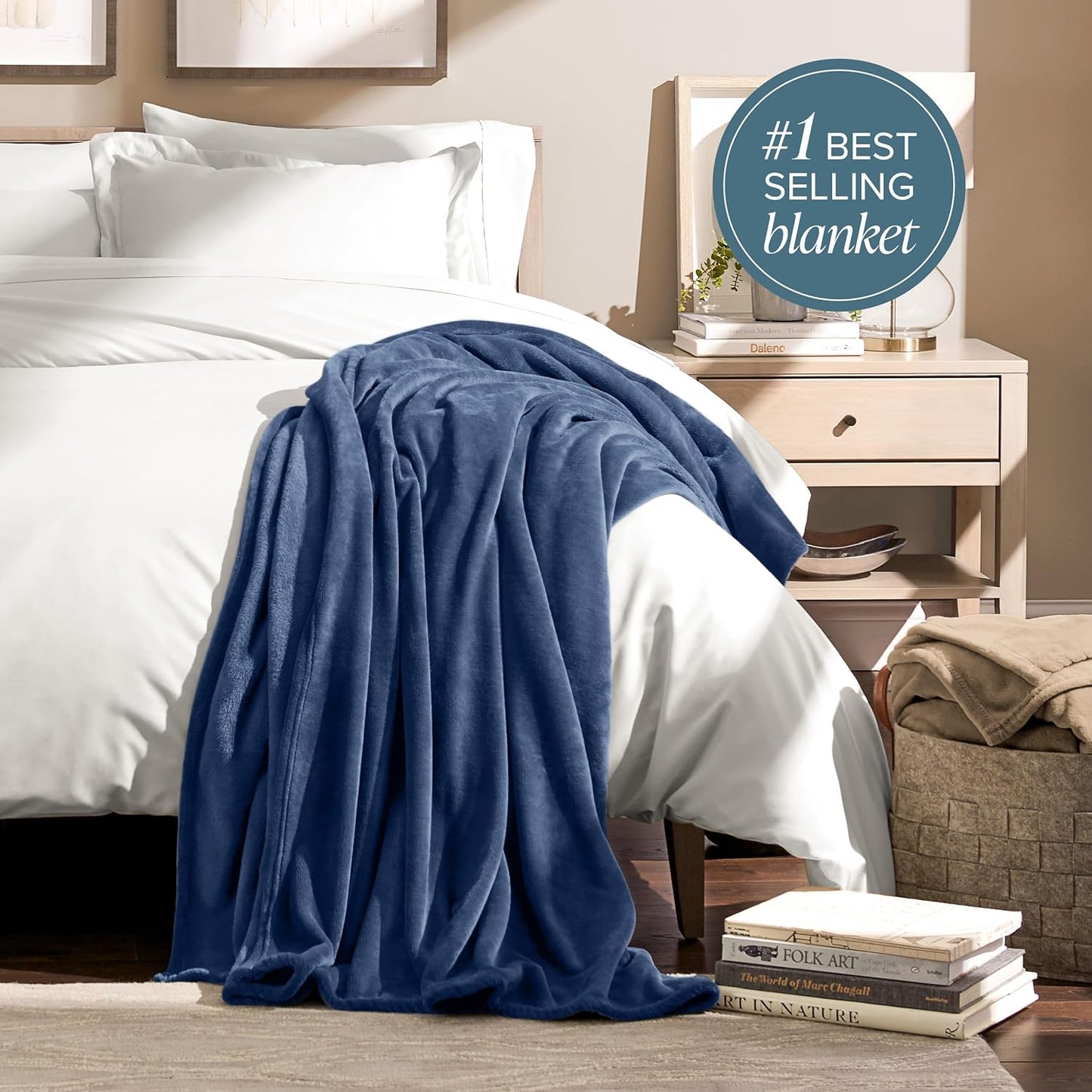 Indulge in Luxury: King Size Ultra-Soft Microplush Fleece Blanket in Dark Blue - Perfect for Cozy Nights on Bed, Sofa, or Couch