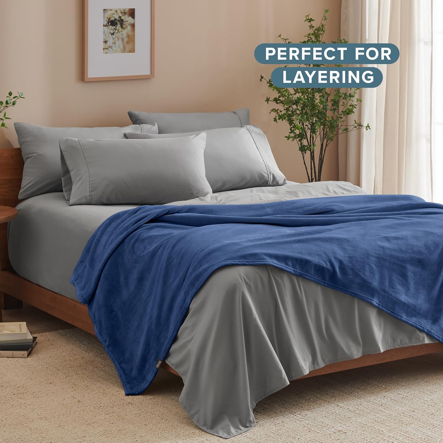 Indulge in Luxury: King Size Ultra-Soft Microplush Fleece Blanket in Dark Blue - Perfect for Cozy Nights on Bed, Sofa, or Couch