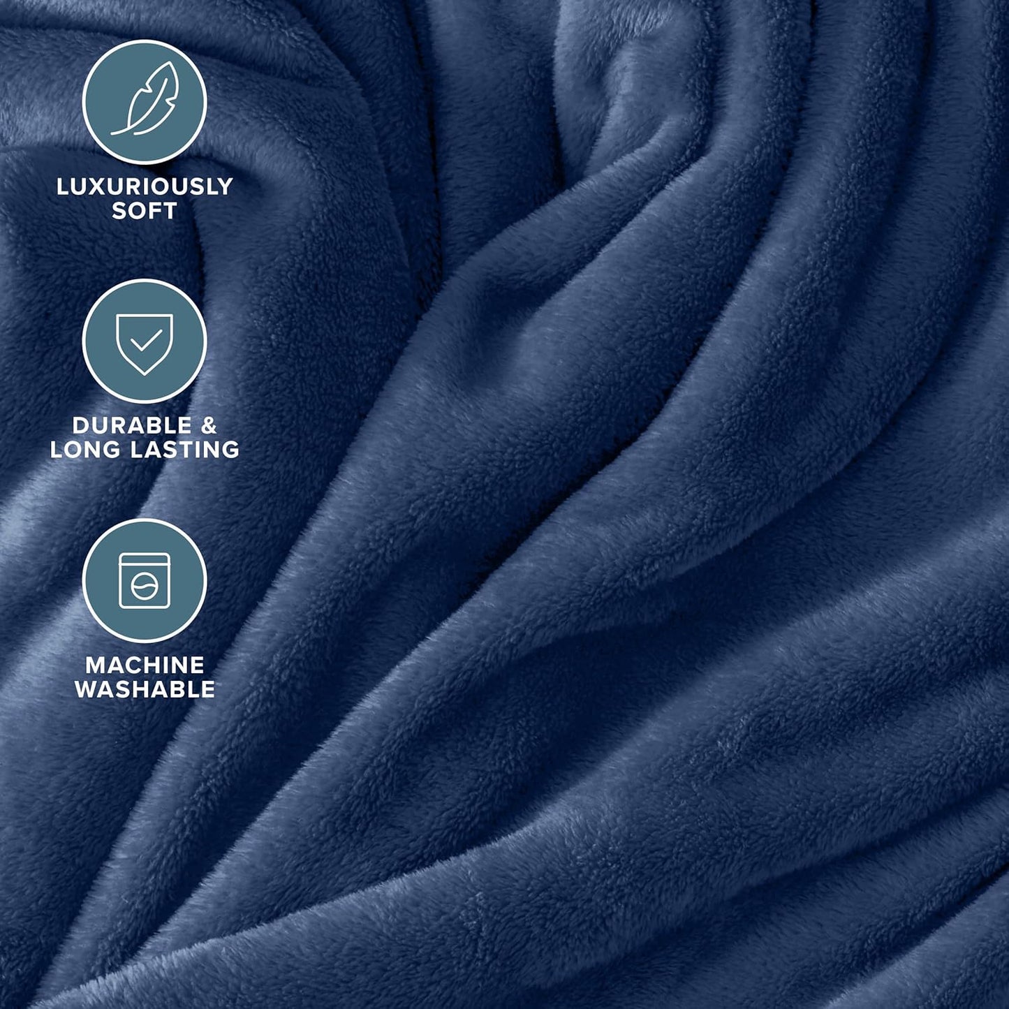 Indulge in Luxury: King Size Ultra-Soft Microplush Fleece Blanket in Dark Blue - Perfect for Cozy Nights on Bed, Sofa, or Couch
