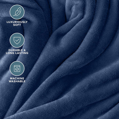 Indulge in Luxury: King Size Ultra-Soft Microplush Fleece Blanket in Dark Blue - Perfect for Cozy Nights on Bed, Sofa, or Couch